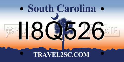 II8Q526 South Carolina License Plate