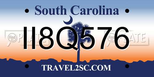 II8Q576 South Carolina License Plate