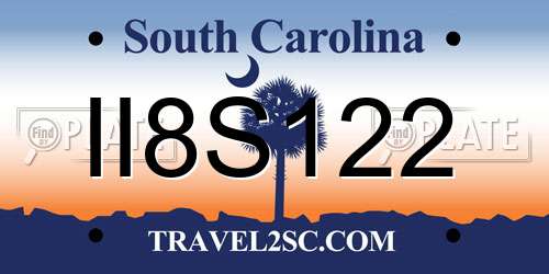 II8S122 South Carolina License Plate