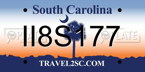 II8S177 South Carolina License Plate