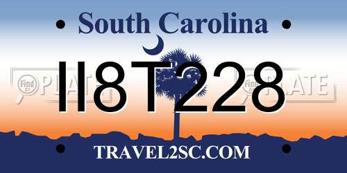 II8T228 South Carolina License Plate