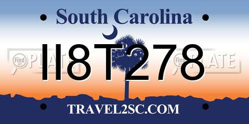 II8T278 South Carolina License Plate