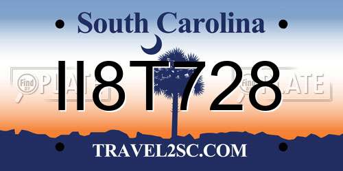 II8T728 South Carolina License Plate