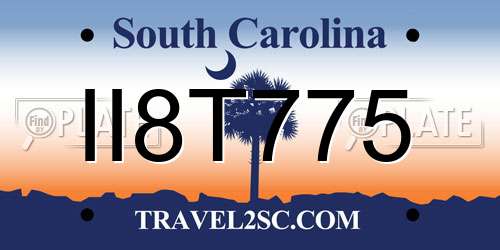 II8T775 South Carolina License Plate