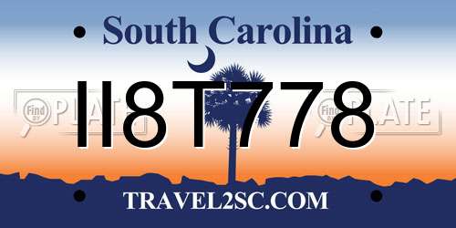 II8T778 South Carolina License Plate