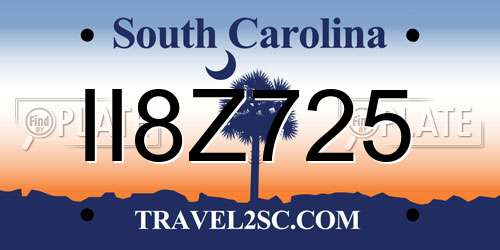 II8Z725 South Carolina License Plate