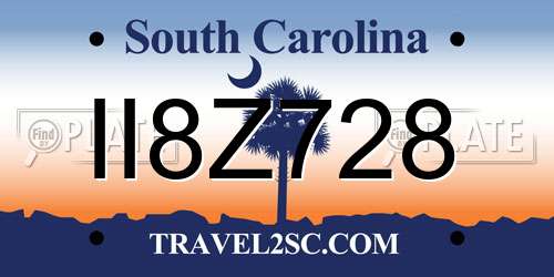 II8Z728 South Carolina License Plate