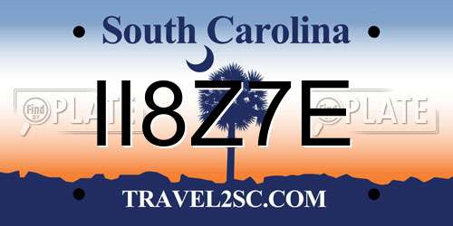 II8Z7E South Carolina License Plate