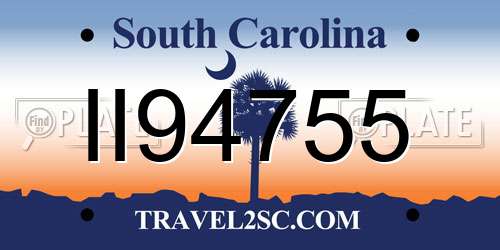 II94755 South Carolina License Plate