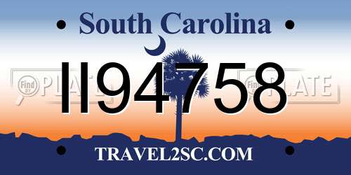 II94758 South Carolina License Plate