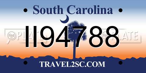 II94788 South Carolina License Plate