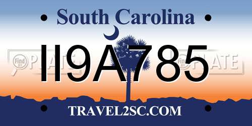 II9A785 South Carolina License Plate
