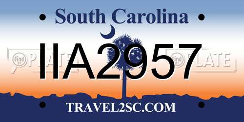 IIA2957 South Carolina License Plate