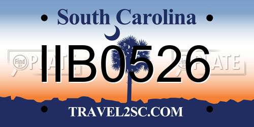 IIB0526 South Carolina License Plate