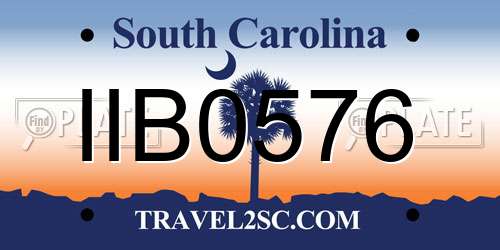 IIB0576 South Carolina License Plate
