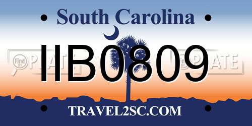 IIB0809 South Carolina License Plate