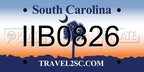 IIB0826 South Carolina License Plate