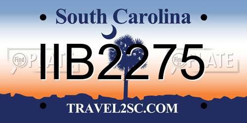 IIB2275 South Carolina License Plate