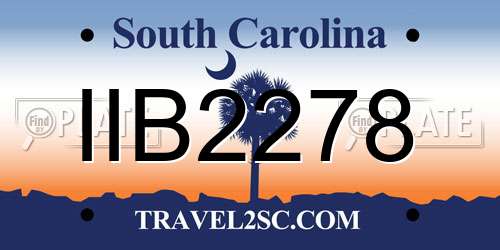 IIB2278 South Carolina License Plate