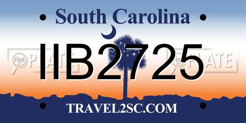 IIB2725 South Carolina License Plate