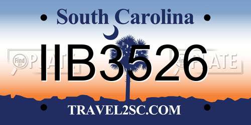 IIB3526 South Carolina License Plate