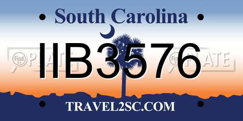 IIB3576 South Carolina License Plate
