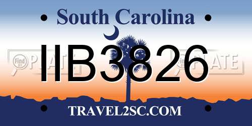 IIB3826 South Carolina License Plate