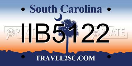 IIB5122 South Carolina License Plate