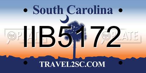 IIB5172 South Carolina License Plate