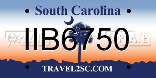 IIB6750 South Carolina License Plate