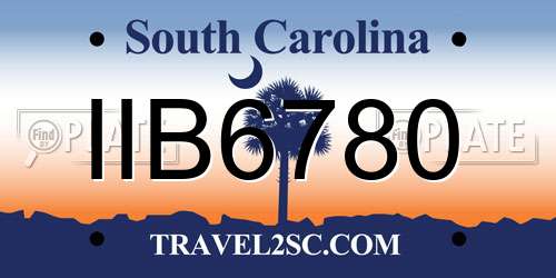 IIB6780 South Carolina License Plate