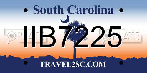 IIB7225 South Carolina License Plate