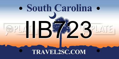 IIB723 South Carolina License Plate