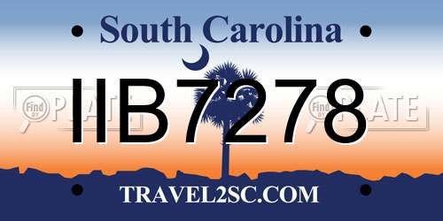 IIB7278 South Carolina License Plate