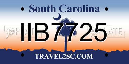 IIB7725 South Carolina License Plate