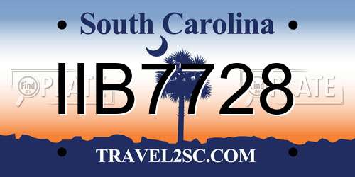 IIB7728 South Carolina License Plate