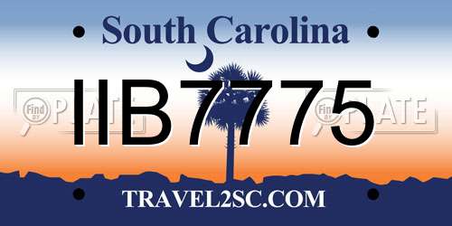 IIB7775 South Carolina License Plate