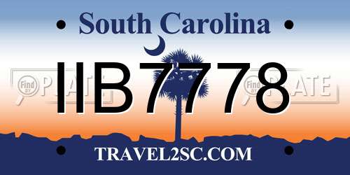 IIB7778 South Carolina License Plate