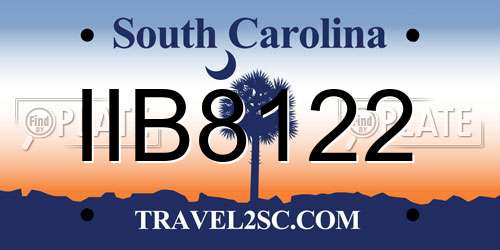 IIB8122 South Carolina License Plate