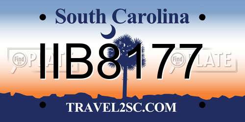 IIB8177 South Carolina License Plate