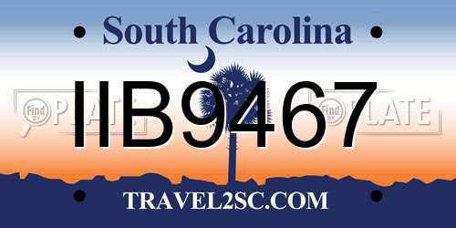 IIB9467 South Carolina License Plate