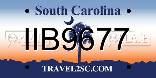 IIB9677 South Carolina License Plate