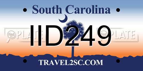 IID249 South Carolina License Plate