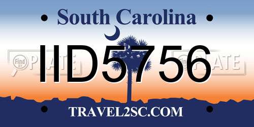 IID5756 South Carolina License Plate