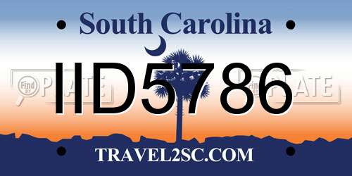 IID5786 South Carolina License Plate