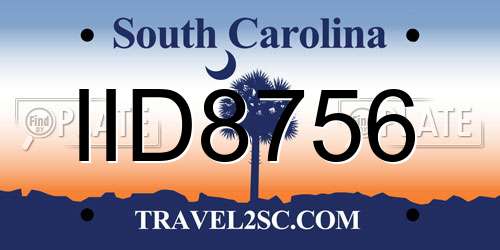 IID8756 South Carolina License Plate