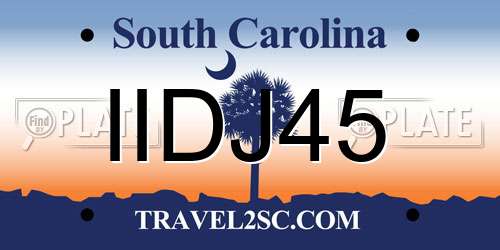 IIDJ45 South Carolina License Plate