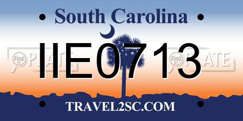 IIE0713 South Carolina License Plate