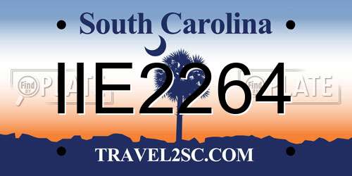 IIE2264 South Carolina License Plate