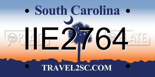 IIE2764 South Carolina License Plate